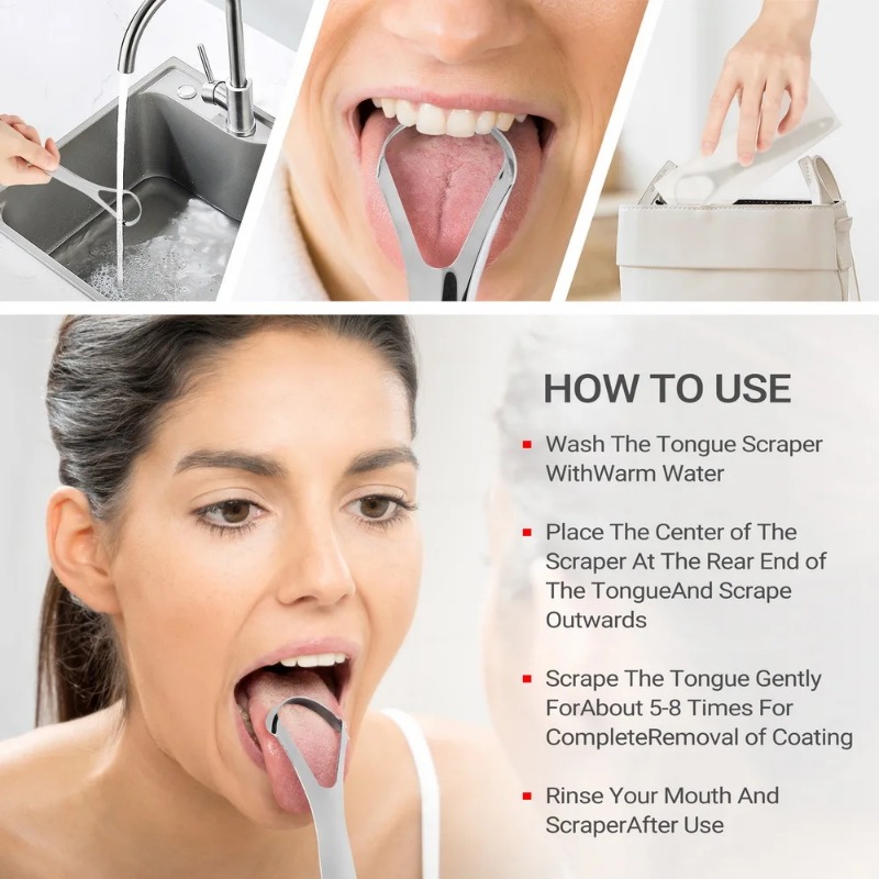 Halitosis Tongue Coating Tongu - Tongue Scraper Metal recension och pris